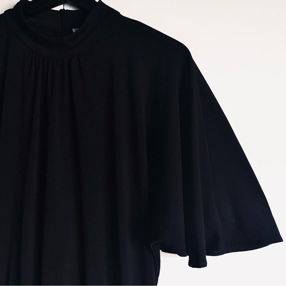 Mango Basics Black Solid Blouson Flutter Sleeve M… - image 8